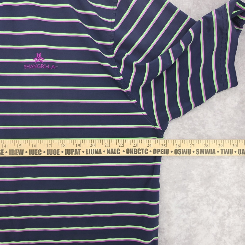 FootJoy FJ Mens XL Performance Golf Polo Shirt Striped Navy Pink Green Outdoor - Picture 10 of 10